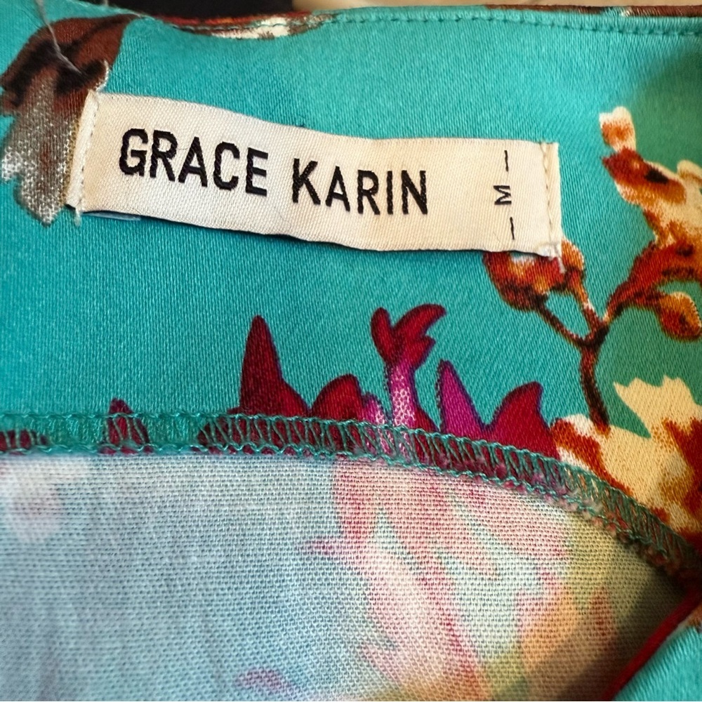 Grace Karin Floral Dress - Teal fit and flare sz medium - Picture 7 of 10
